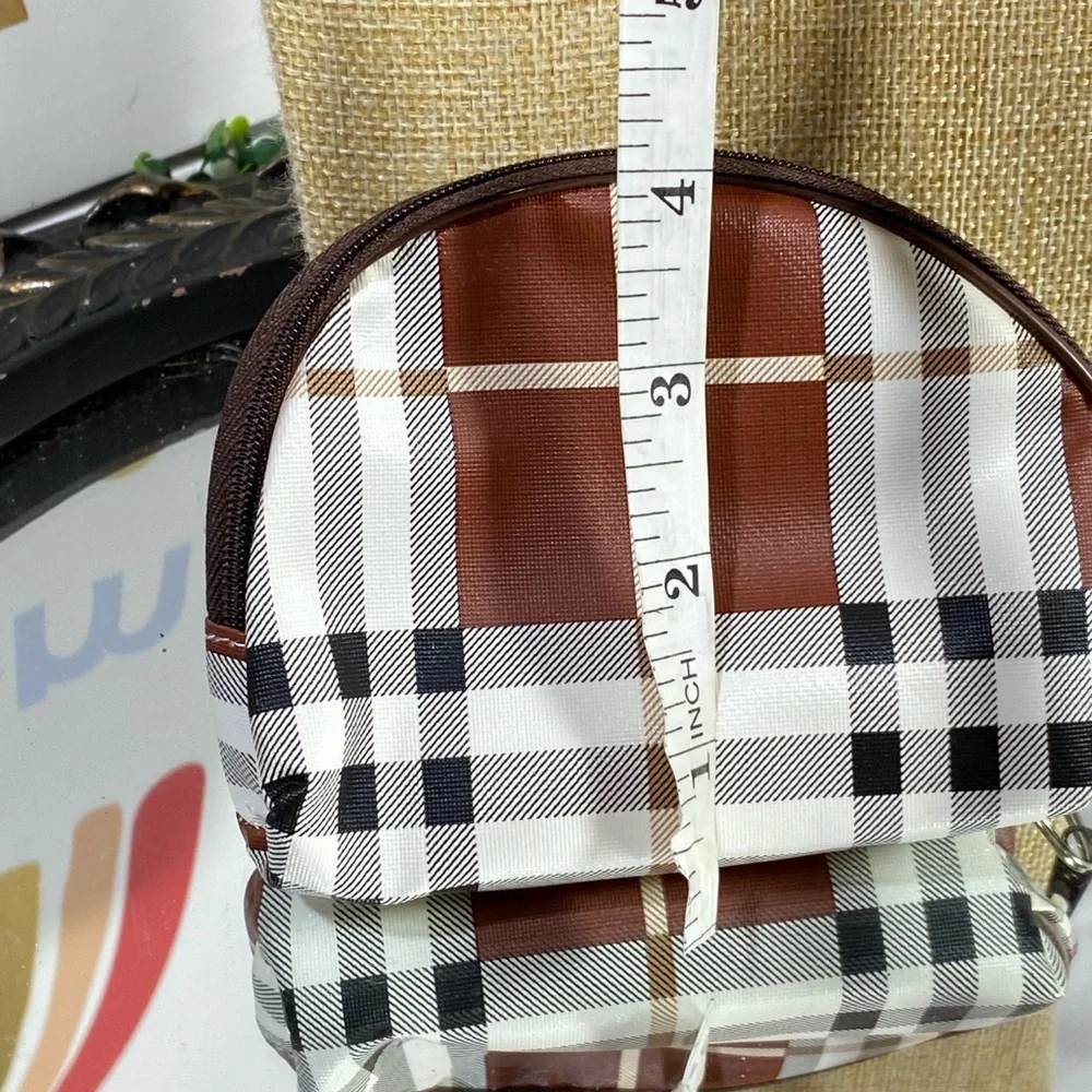 Plaid Cosmetic Bag - Brown and Black